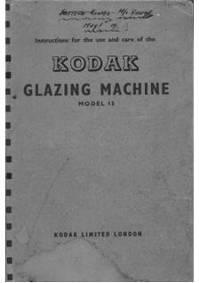 Kodak Glazing Machines manual. Camera Instructions.